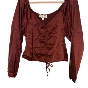 Hippie Rose Port Wine Long Sleeve Blouse